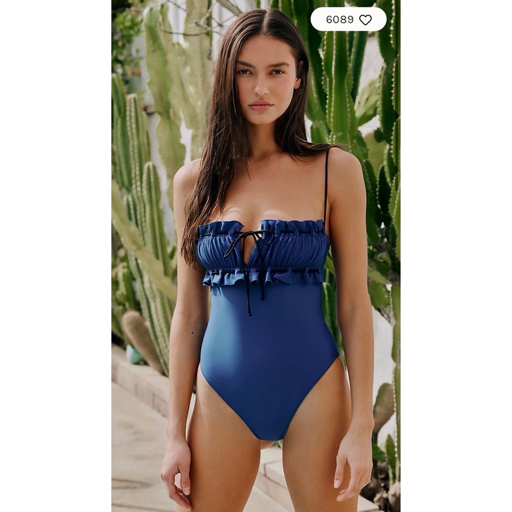 NEW Free People x Baben Antoinette One Piece Swimsuit Blue / Black Size XL NWT